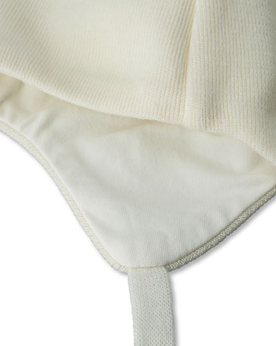 Off-white wool cap, Merino wool, string.