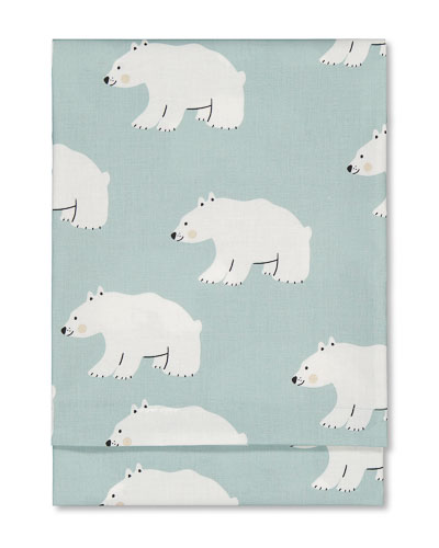 Turquoise duvet cover with polar bear pattern.