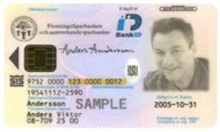 Esimerkki ruotsalaisesta kuvallisesta pankkikortista.