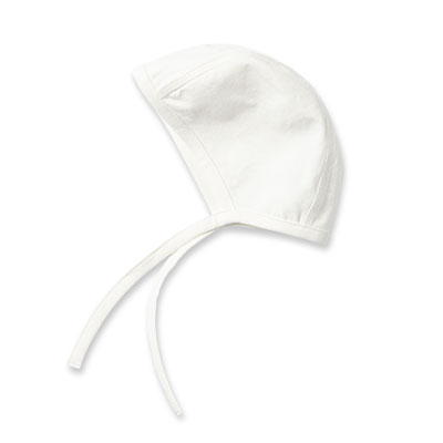 Natural white cap, with strings.