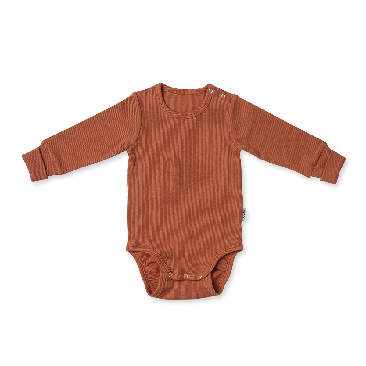 Orange bodysuit with extender, long sleeves.